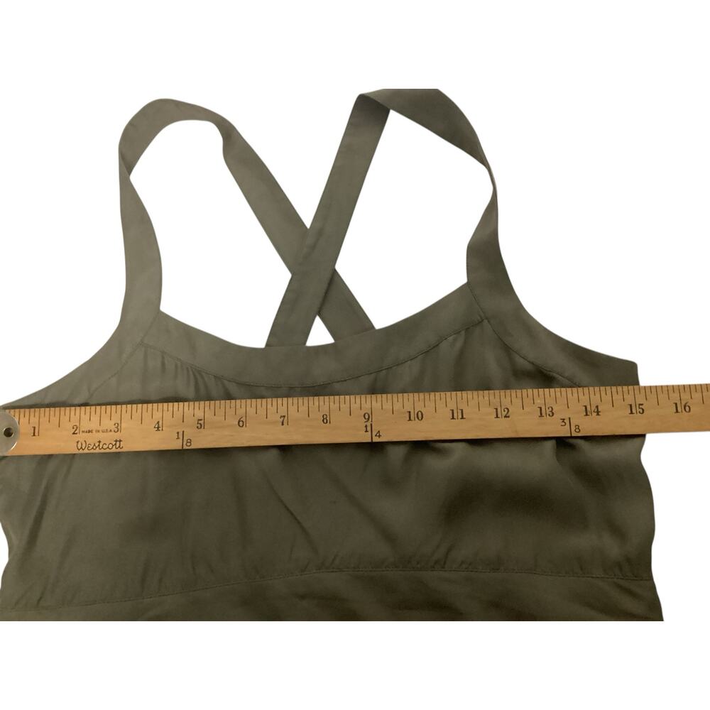 Banana Republic silk sleeveless top tiered ruffles size XS olive green - Picture 5 of 6